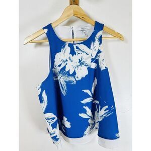 Lucy Paris blue floral swing top Sleeveless Lined‎ Woman’s Medium GUC